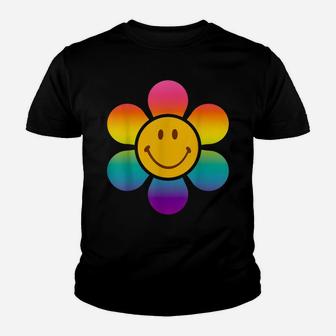 Retro 70S Costume For Women Hippie Flower Smily Face Rainbow Youth T-shirt | Crazezy UK