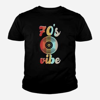 Retro 70'S Vibe Vintage Seventies Child Retro Vinyl Record Youth T-shirt | Crazezy