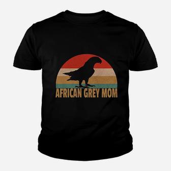 Retro African Grey Mom Youth T-shirt | Crazezy