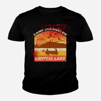 Retro Camp Counselor Crystal Lake With Blood Stains Youth T-shirt | Crazezy CA