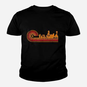 Retro Dallas Cityscape Dallas Tx Skyline Youth T-shirt | Crazezy UK