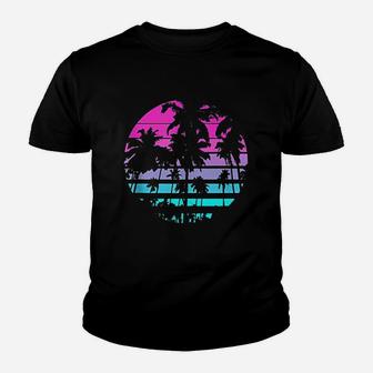 Retro Eighties 80S & 90S Beach Style Design With Palm Trees Youth T-shirt | Crazezy
