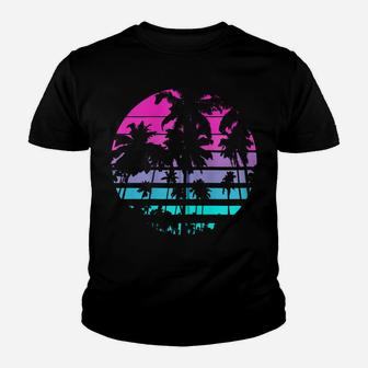Retro Eighties 80S & 90S Beach Style Design With Palm Trees Zip Hoodie Youth T-shirt | Crazezy