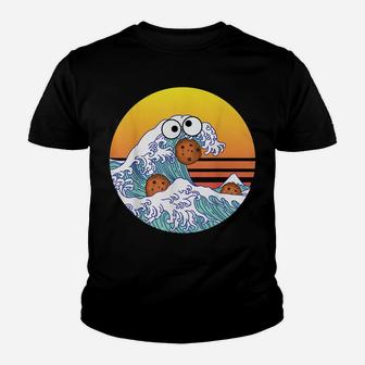Retro Great Wave Monster Eating Cookies Funny Cookie Wave Youth T-shirt | Crazezy CA
