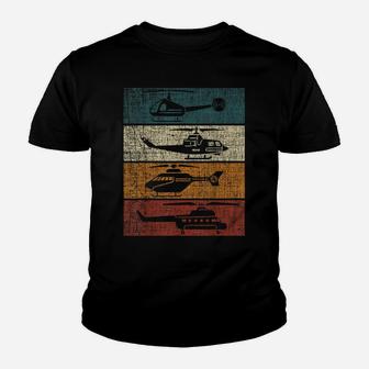 Retro Helicopter Pilot Vintage Aviation Youth T-shirt | Crazezy