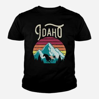 Retro Idaho Id Mountains Outdoor Wildlife Hoodie Youth T-shirt | Crazezy AU
