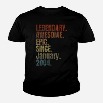 Retro Legendary Since January 2004 T Shirt 15 Years Old Zip Hoodie Youth T-shirt | Crazezy