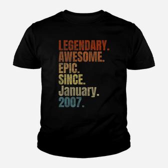 Retro Legendary Since January 2007 T Shirt 12 Years Old Youth T-shirt | Crazezy