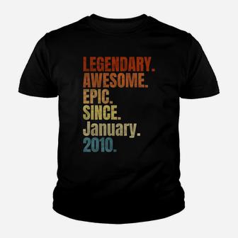 Retro Legendary Since January 2010 T Shirt 10 Years Old Sweatshirt Youth T-shirt | Crazezy UK