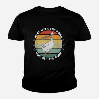 Retro Mess With The Honk You Get The Bonk Goose Meme Youth T-shirt | Crazezy AU