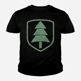 Retro Minimalist Pine Tree Badge Design Graphic Hoodie Youth T-shirt | Crazezy DE