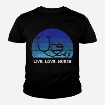 Retro Nurse Life - Live, Love, Nurse - Patriotic Nurse Youth T-shirt | Crazezy