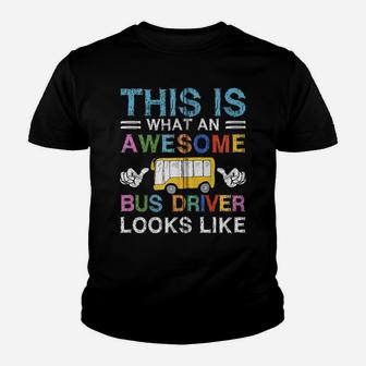 Retro School Bus Driver Graphic Gift, School Bus Design Zip Hoodie Youth T-shirt | Crazezy