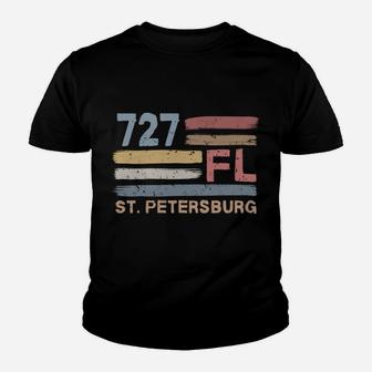 Retro St Petersburg Area Code 727 Residents State Florida Youth T-shirt | Crazezy