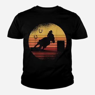 Retro Sunset Horse Barrel Racing Rodeo Youth T-shirt | Crazezy CA