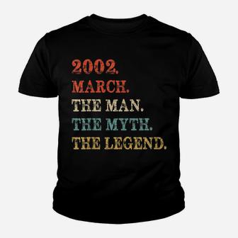 Retro The Man Myth Legend March 2002 17Th Birthday Gifts 17 Youth T-shirt | Crazezy