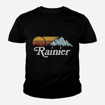 Retro Vibe Mount Rainier Vintage Mountains Sun Youth T-shirt | Crazezy