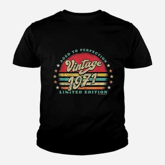 Retro Vintage 50Th Birthday 1971 Aged To Perfection Youth T-shirt | Crazezy DE