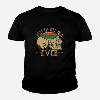 Retro Vintage Best Pitbull Dad Ever Youth T-shirt | Crazezy