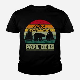 Retro Vintage Camping Lover Papa Bear Camper Youth T-shirt | Crazezy