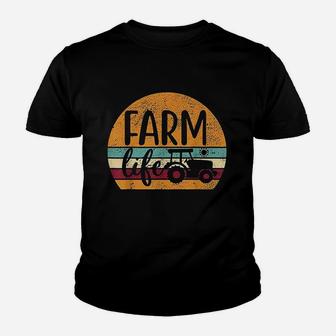 Retro Vintage Farm Life Farming Tractor Farmer Gift Youth T-shirt | Crazezy AU