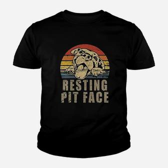 Retro Vintage Resting Pit Face Pitbull Youth T-shirt | Crazezy