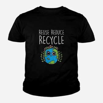 Reuse Reduce Recycle Earth Day Cute Environmental Youth T-shirt | Crazezy CA