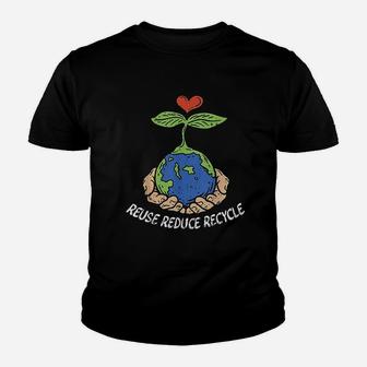 Reuse Reduce Recycle Save Earth Day Planet Youth T-shirt | Crazezy CA