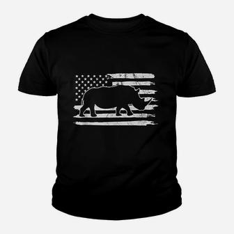 Rhino Usa Flag 4Th Of July America Youth T-shirt | Crazezy CA