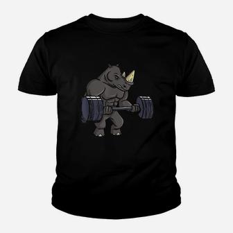 Rhinoceros Powerlifting Weightlifting Gym Rhino Lovers Youth T-shirt | Crazezy AU
