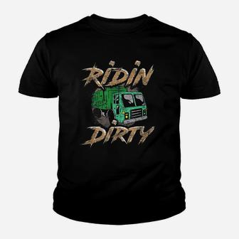 Riding Dirty Garbage Truck Driver Youth T-shirt | Crazezy