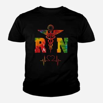 Rn Registered Nurse, Health Professional Gift, Tie Dye V2dk Youth T-shirt | Crazezy