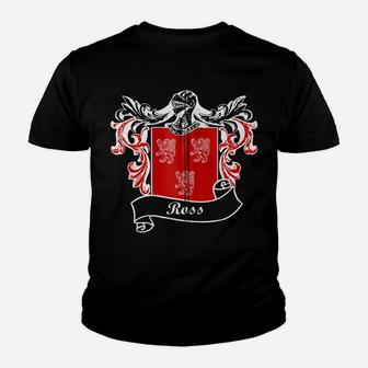 Ross Coat Of Arms Surname Last Name Family Crest Zip Hoodie Youth T-shirt | Crazezy UK