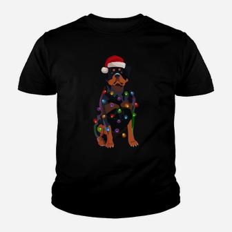 Rottweiler Christmas Lights Xmas Dog Lover Sweatshirt Youth T-shirt | Crazezy
