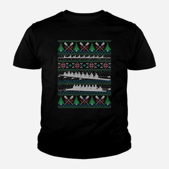 Rowing Ugly Christmas Sweatshirt Happy Holiday Crew Youth T-shirt | Crazezy