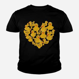 Rubber Duck Heart & Love Symbol Rubber Ducky Duckie Quack Youth T-shirt | Crazezy