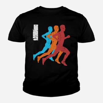 Run More Worry Less Running Motivation Runner Men Silhouette Youth T-shirt | Crazezy DE