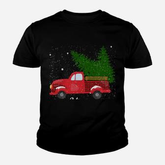 Rustic Retro Farm Car Truck Wagon Christmas Fir Tree Snow Youth T-shirt | Crazezy