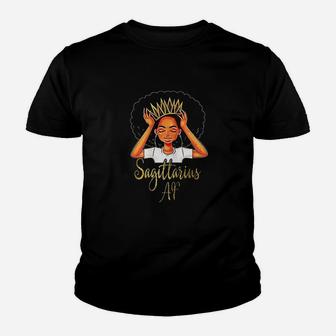 Sagittarius Queen Af Zodiac Floral Birthday Youth T-shirt | Crazezy AU