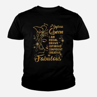 Sagittarius Queen Fabulous Melanin Black Woman Birthday Gift Youth T-shirt | Crazezy CA