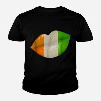 Saint Patrick Day Shirt Irish Flag Kiss Lips Lucky Charm Tee Youth T-shirt | Crazezy DE