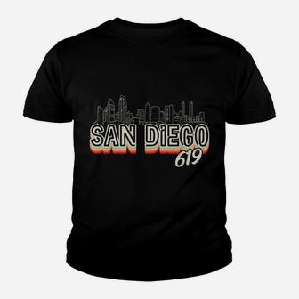 San Diego City Skyline 619 State Of California Vintage Retro Youth T-shirt | Crazezy