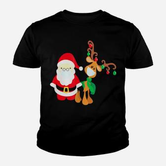 Santa And Reindeer Youth T-shirt - Monsterry AU