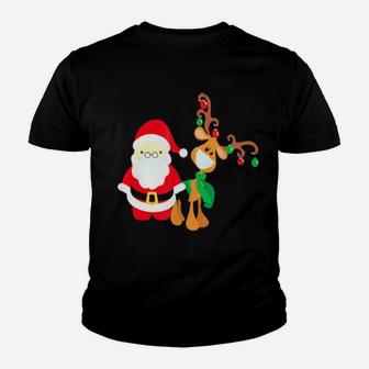 Santa And Reindeer Youth T-shirt - Monsterry UK