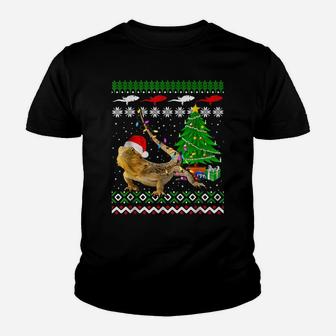 Santa Bearded Dragon Christmas Ugly Sweater Bearded Dragon Youth T-shirt | Crazezy