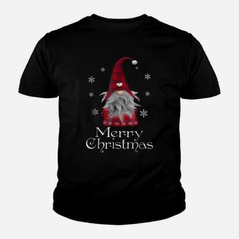 Santa Claus Garden Gnome Merry Christmas Plaid T Shirt Youth T-shirt | Crazezy UK