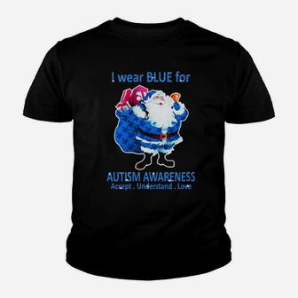 Santa Claus I Wear Blue For Autism Awareness Youth T-shirt - Monsterry UK