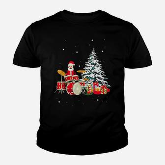 Santa Claus Playing Drums Youth T-shirt - Monsterry