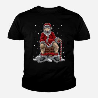Santa Claus Poops In The Chimney - Christmas Retaliation Youth T-shirt | Crazezy