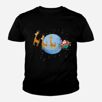 Santa Claus Riding Giraffe Youth T-shirt - Monsterry